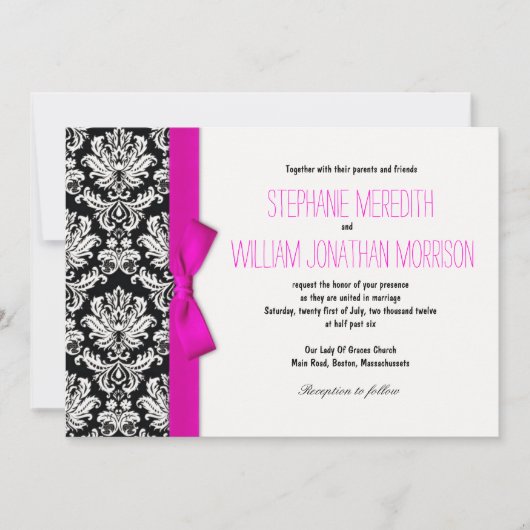 Damascus met hotroze bruiloft kaart (Voorkant)