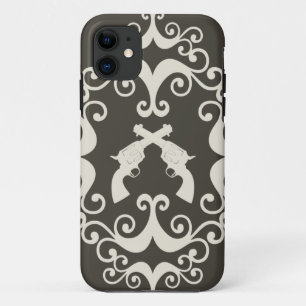 Damascus pistolen grunge westerne pistolen revolve iPhone 11 hoesje