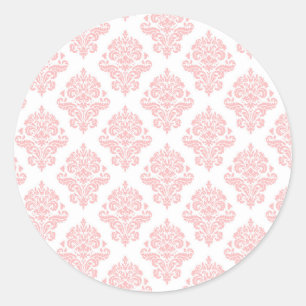 Damasdeeg Pastel Roze Peach Ronde Sticker