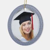 Damasgrijze blauwe Afstuderen foto Ornament (Links)