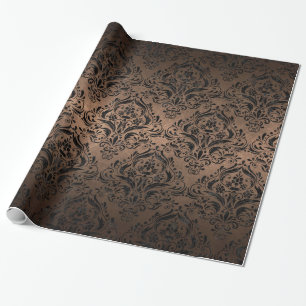 DAMASK1 ZWARTE MARBLE & BRONZE METAL (R) CADEAUPAPIER