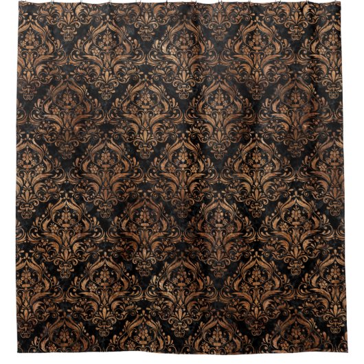 DAMASK1 ZWARTE MARBLE & BROWN STONE DOUCHEGORDIJN (Voorkant)