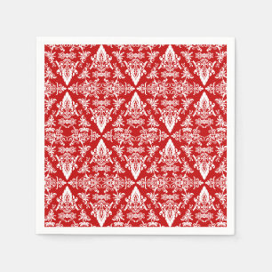 Damask 01 Red-White-Paper Cocktail Napkins Servetten