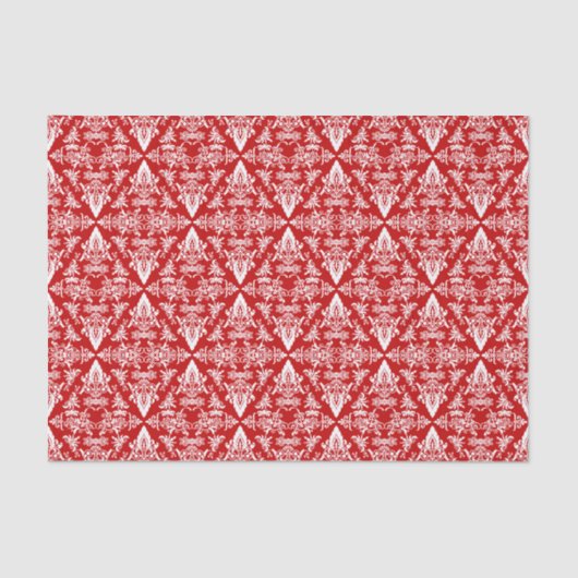 Damask 01 Red-White-Tissue Paper Wrap Tissuepapier (Voorkant)