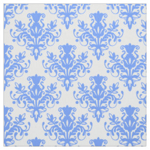 Damask 02 Patroon - Baby Blue op White Stof