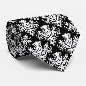 Damask 02 Pattern - White on Black Stropdas (Opgerold)