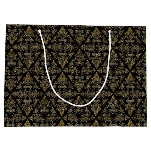 Damask 06 Black-Gold-Grand sac cadeau (Dos)