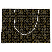 Damask 06 Black-Gold-Large Gift Bag Large Cadeautasje (Voorkant)