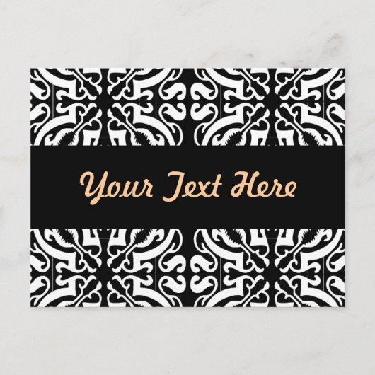 Damask 1 (zwart-wit) briefkaart (Voorkant)