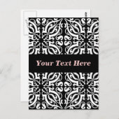 Damask 1 (zwart-wit) briefkaart (Voorkant / Achterkant)