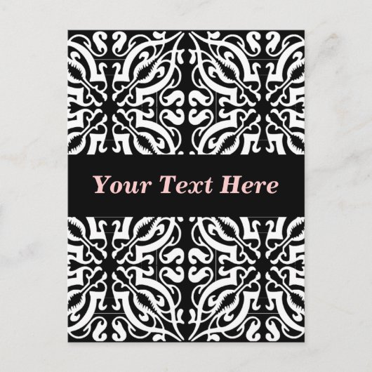 Damask 1 (zwart-wit) briefkaart (Voorkant)