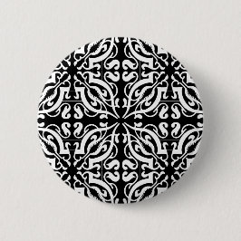 Damask 1 (zwart-wit) ronde button 5,7 cm