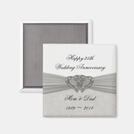 Damask 25th Mariage Anniversary Magnet (Recto/Verso)