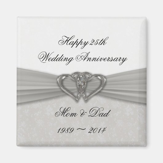 Damask 25th Mariage Anniversary Magnet (Devant)
