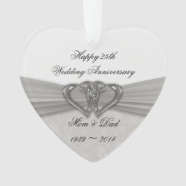 Damask 25th Wedding Jubileum AcrylOrnament Ornament