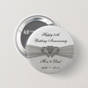 Damask 25th Wedding Jubileum Button