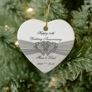 Damask 25th Wedding Jubileum Ornament