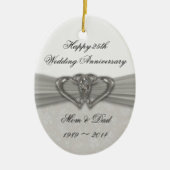 Damask 25th Wedding Jubileum Ornament (Voorkant)