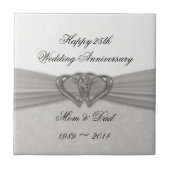 Damask 25th Wedding Jubileum Tegel Tegeltje (Voorkant)