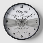 Damask 25th Wedding Jubileum Wall Clock (Voorkant)