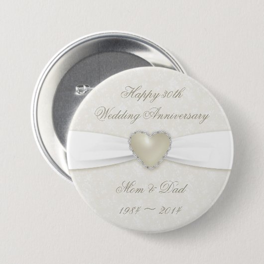 Damask 30th Wedding Jubileum Button (Voorkant /achterkant)