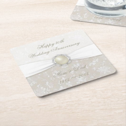 Damask 30th Wedding Jubileum Onderzetter (Schuin)