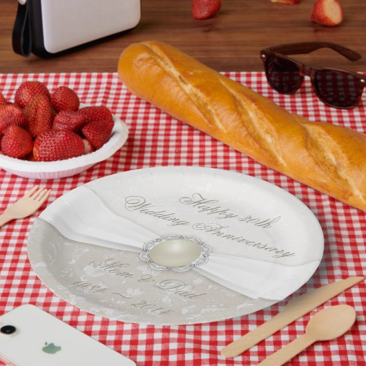 Damask 30th Wedding Jubileum Paper Bord (Picknick)