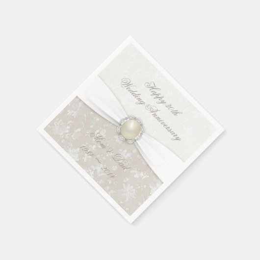 Damask 30th Wedding Jubileum Paper Napkins Servetten (Hoek)