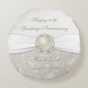 Damask 30th Wedding Jubileum Round Sierkussen Rond Kussen