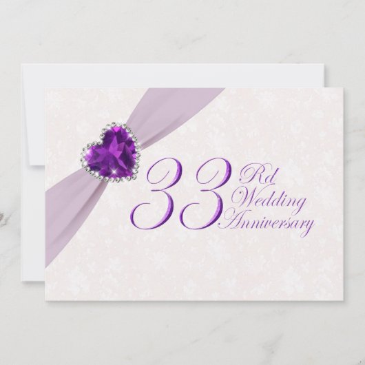 Damask 33e anniversaire Mariage Invitation (Devant)