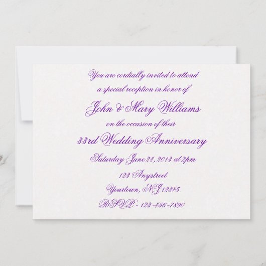 Damask 33e anniversaire Mariage Invitation (Dos)