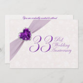 Damask 33e anniversaire Mariage Invitation (Devant / Derrière)