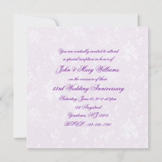 Damask 33e anniversaire Mariage Invitation (Dos)