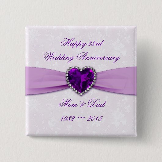 Damask 33rd Wedding Jubileum Button (Voorkant)