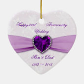 Damask 33rd Wedding Jubileum Heart Ornament (Achterkant)