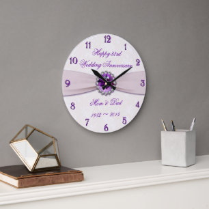 Damask 33rd Wedding Jubileum Wall Clock Grote Klok