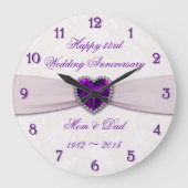 Damask 33rd Wedding Jubileum Wall Clock Grote Klok (Voorkant)