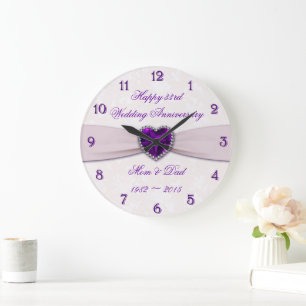 Damask 33rd Wedding Jubileum Wall Clock Grote Klok