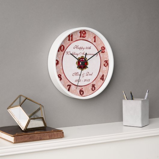 Damask 40th Wedding Jubileum Clock (Kantoor)