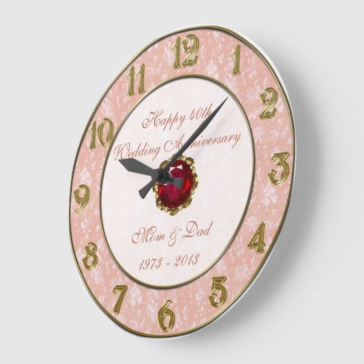 Damask 40th Wedding Jubileum Clock Grote Klok (Hoek)