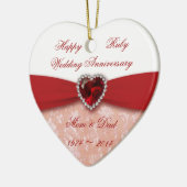 Damask 40th Wedding Jubileum Design Keramisch Ornament (Links)