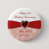 Damask 40th Wedding Jubileum Design Ronde Button 5,7 Cm (Voorkant)