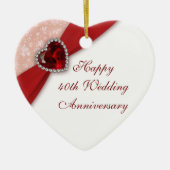 Damask 40th Wedding Jubileum Heart Ornament (Voorkant)
