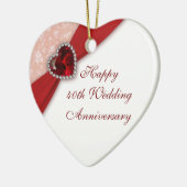 Damask 40th Wedding Jubileum Heart Ornament (Links)