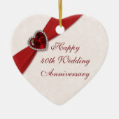 Damask 40th Wedding Jubileum Heart Ornament (Voorkant)