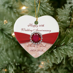 Damask 40th Wedding Jubileum Ornament