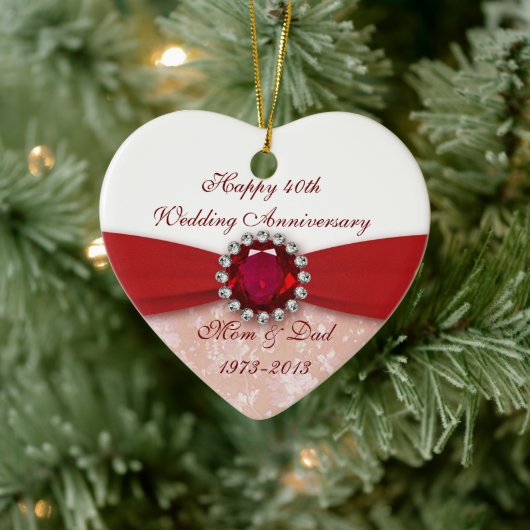 Damask 40th Wedding Jubileum Ornament (Boom)