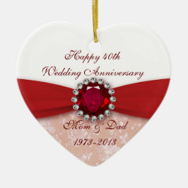 Damask 40th Wedding Jubileum Ornament