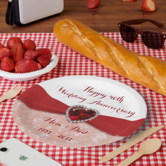 Damask 40th Wedding Jubileum Paper Bord (Picknick)