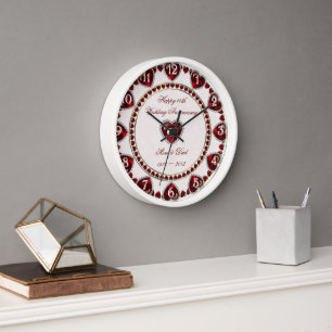 Damask 40th Wedding Jubileum Wall Clock